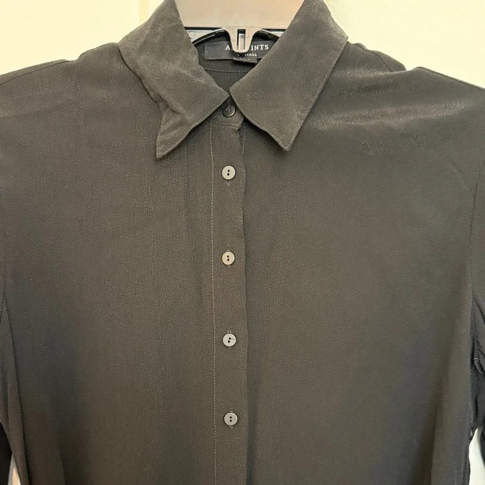 ALLSAINTS Black Anya Long Sleeve Button Down Dress